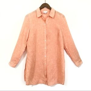 J Jill Love Linen Orange Peel Button Down Tunic